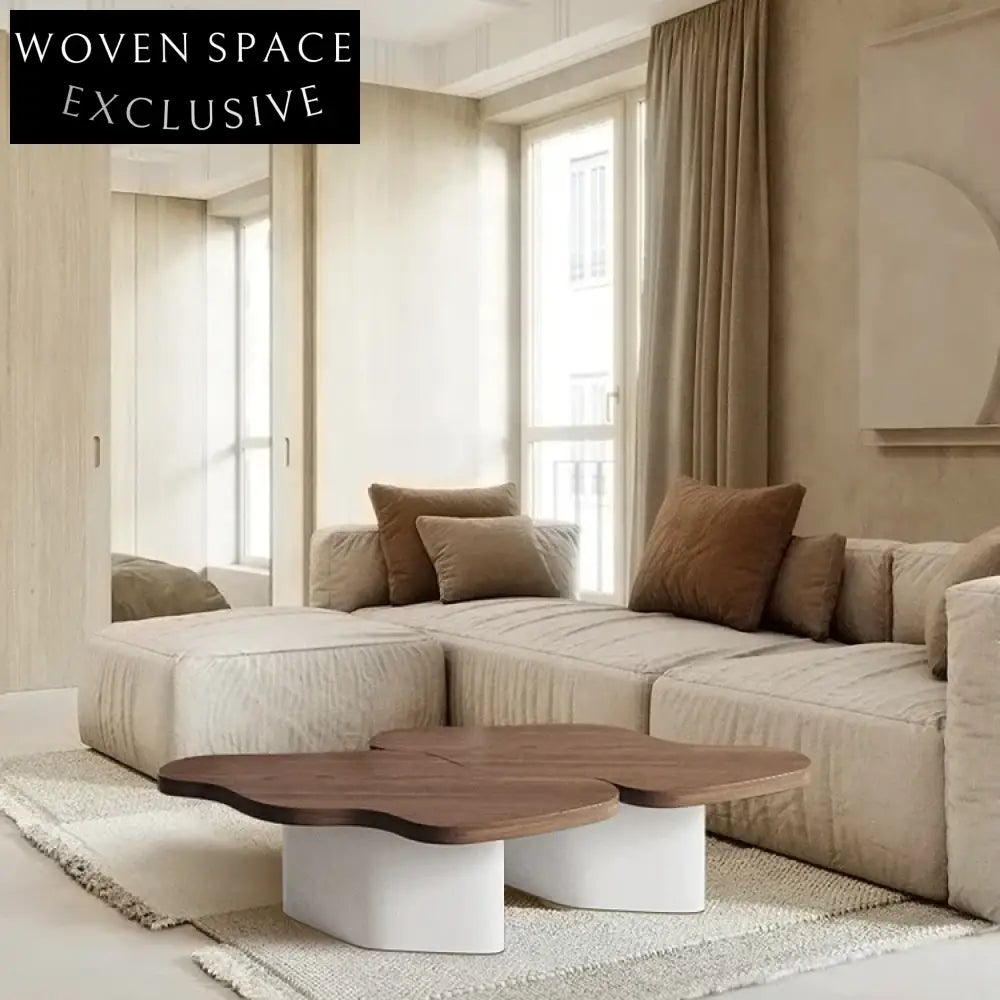 Elegant Nordic Curved Solid Wood Coffee Table for Living Room Sofa Side