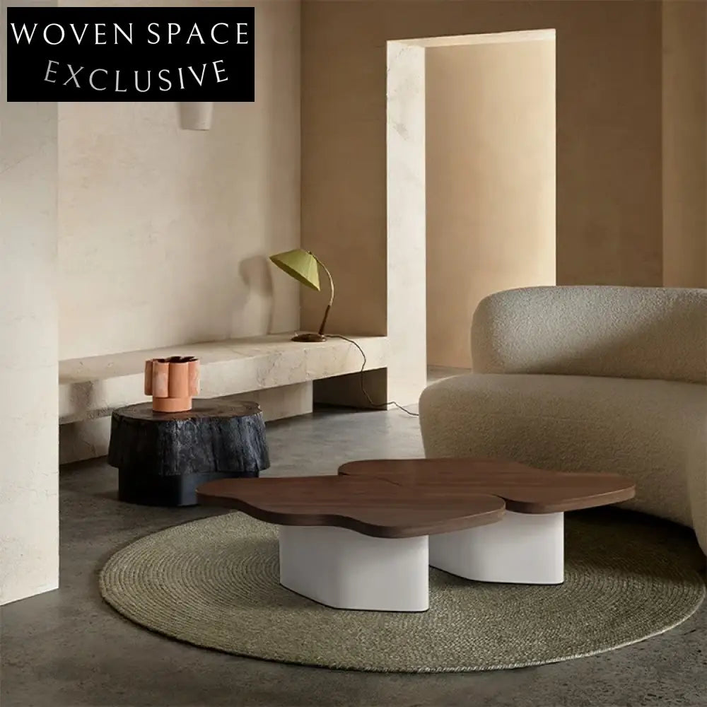 Elegant Nordic Curved Solid Wood Coffee Table for Living Room Sofa Side