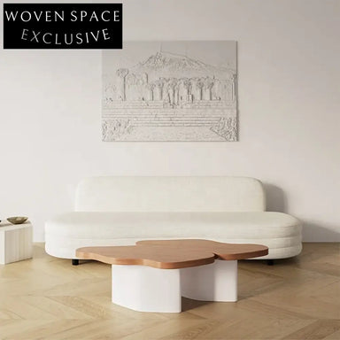 Elegant Nordic Curved Solid Wood Coffee Table for Living Room Sofa Side