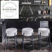 Elegant Nordic Fabric Round High Counter Stool Modern Black Metal Frame Kitchen Bar
