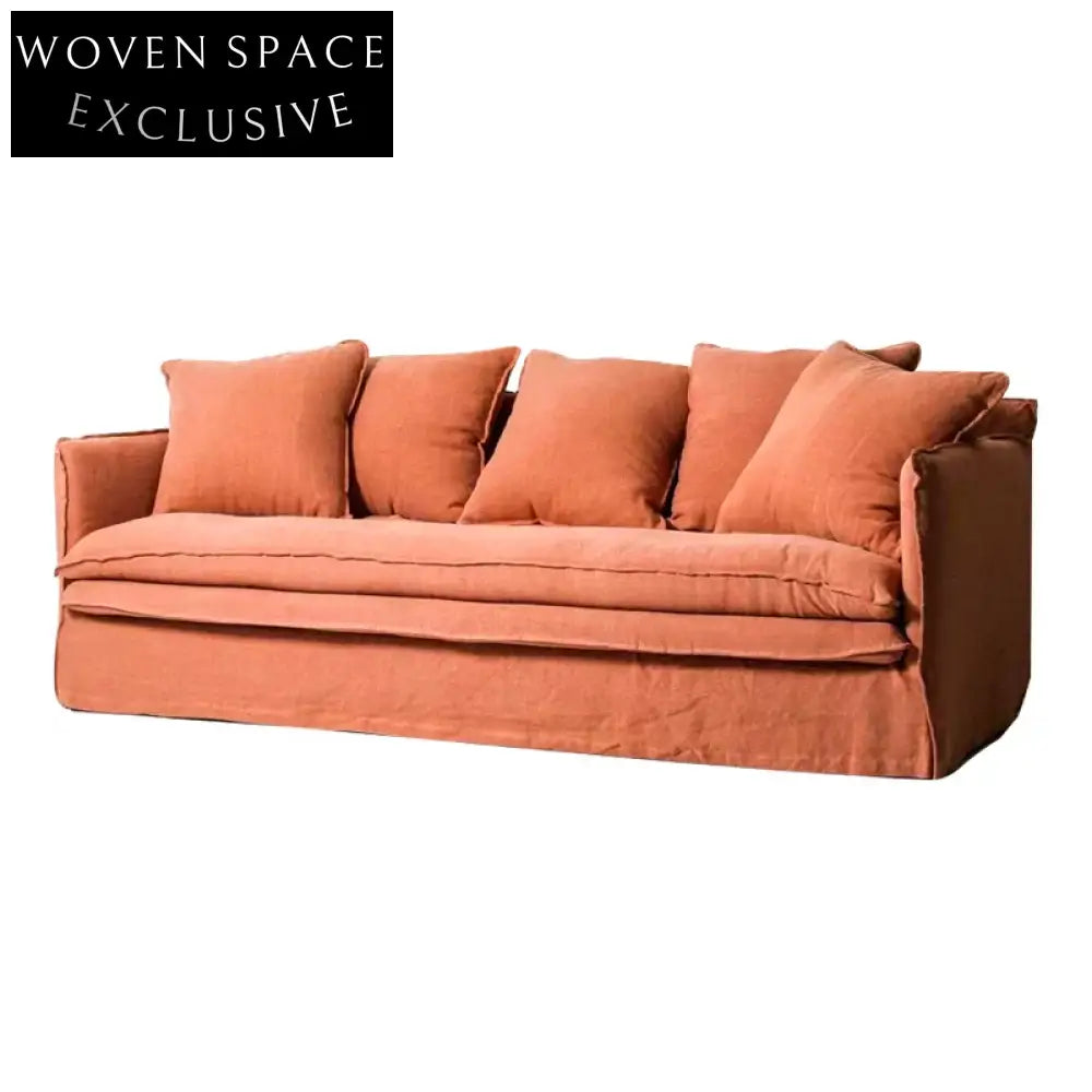 Luxury Nordic Fabric Sectional Sofa: Modern 3-Seater with Slipcover Design