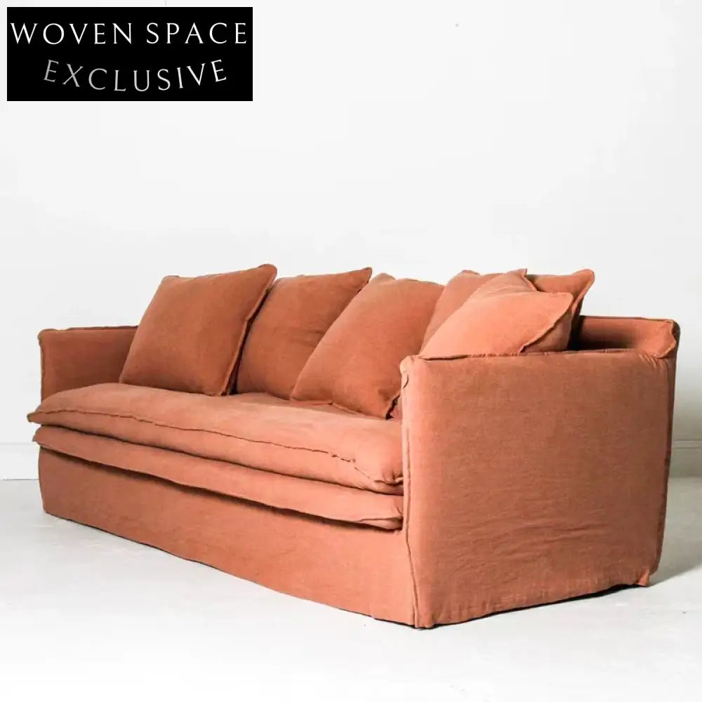 Luxury Nordic Fabric Sectional Sofa: Modern 3-Seater with Slipcover Design