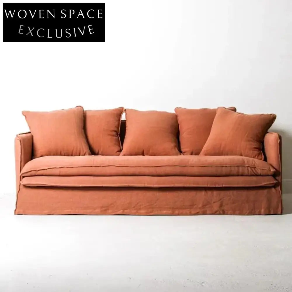 Luxury Nordic Fabric Sectional Sofa: Modern 3-Seater with Slipcover Design