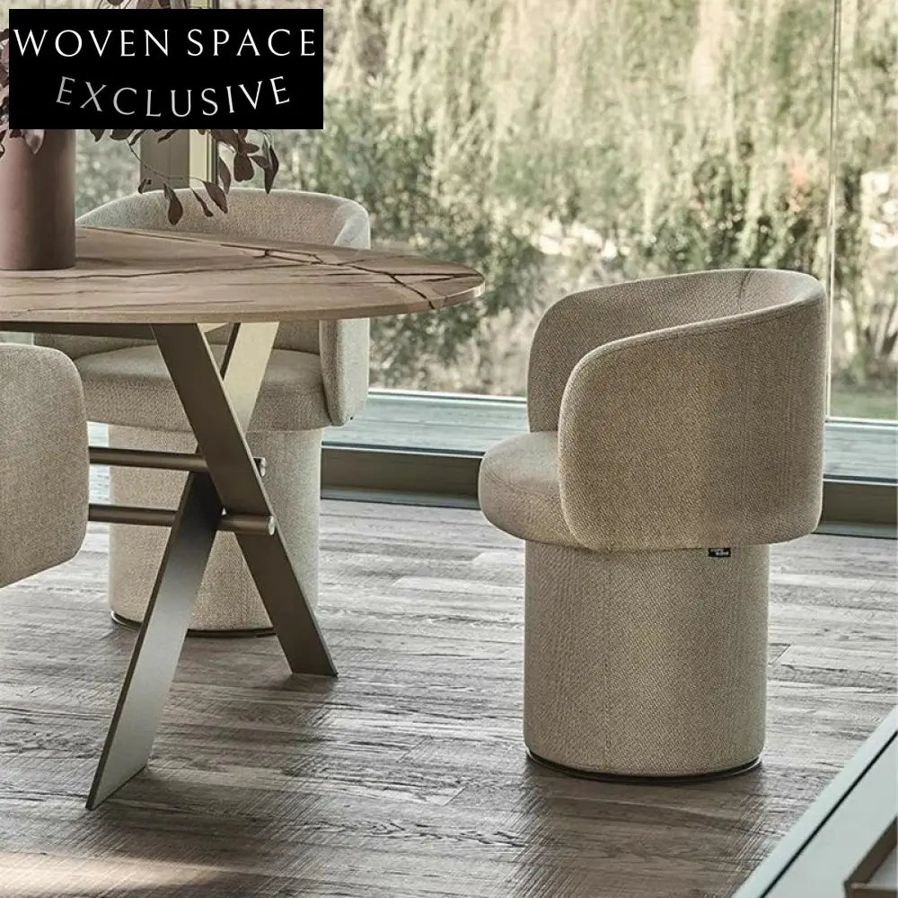Elegant Nordic Fabric Upholstered Solid Wood Frame Modern Dining Chair