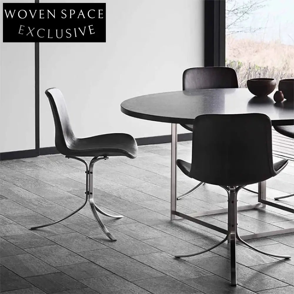 Elegant Nordic Faux Leather Dining Chair with Stainless Steel Base for Modern Homes