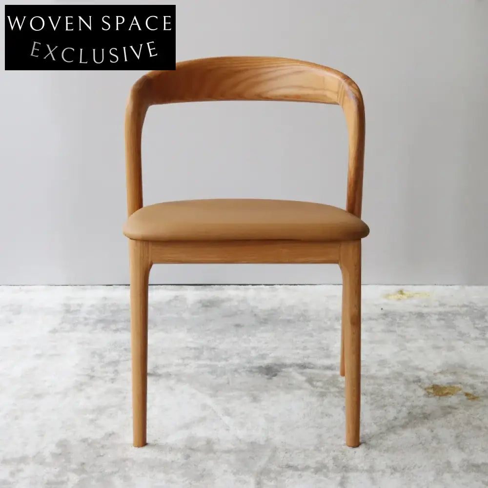 Elegant Nordic French Style Wooden Dining Chair with Modern Leather Seat