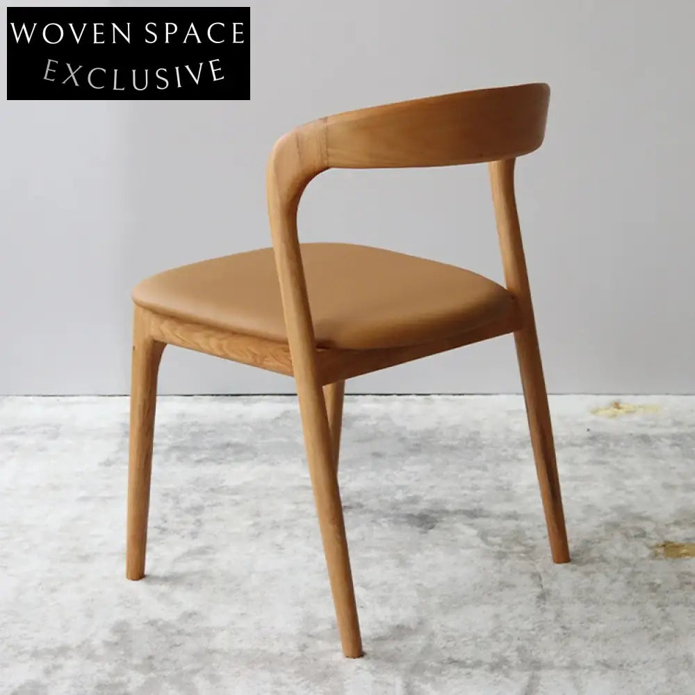 Elegant Nordic French Style Wooden Dining Chair with Modern Leather Seat