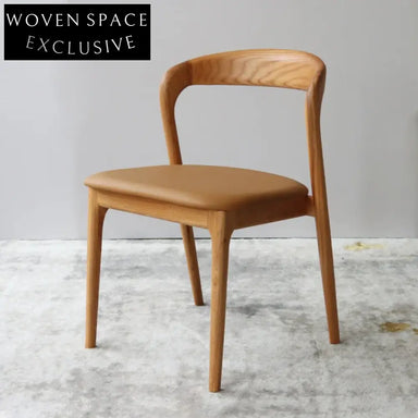 Elegant Nordic French Style Wooden Dining Chair with Modern Leather Seat