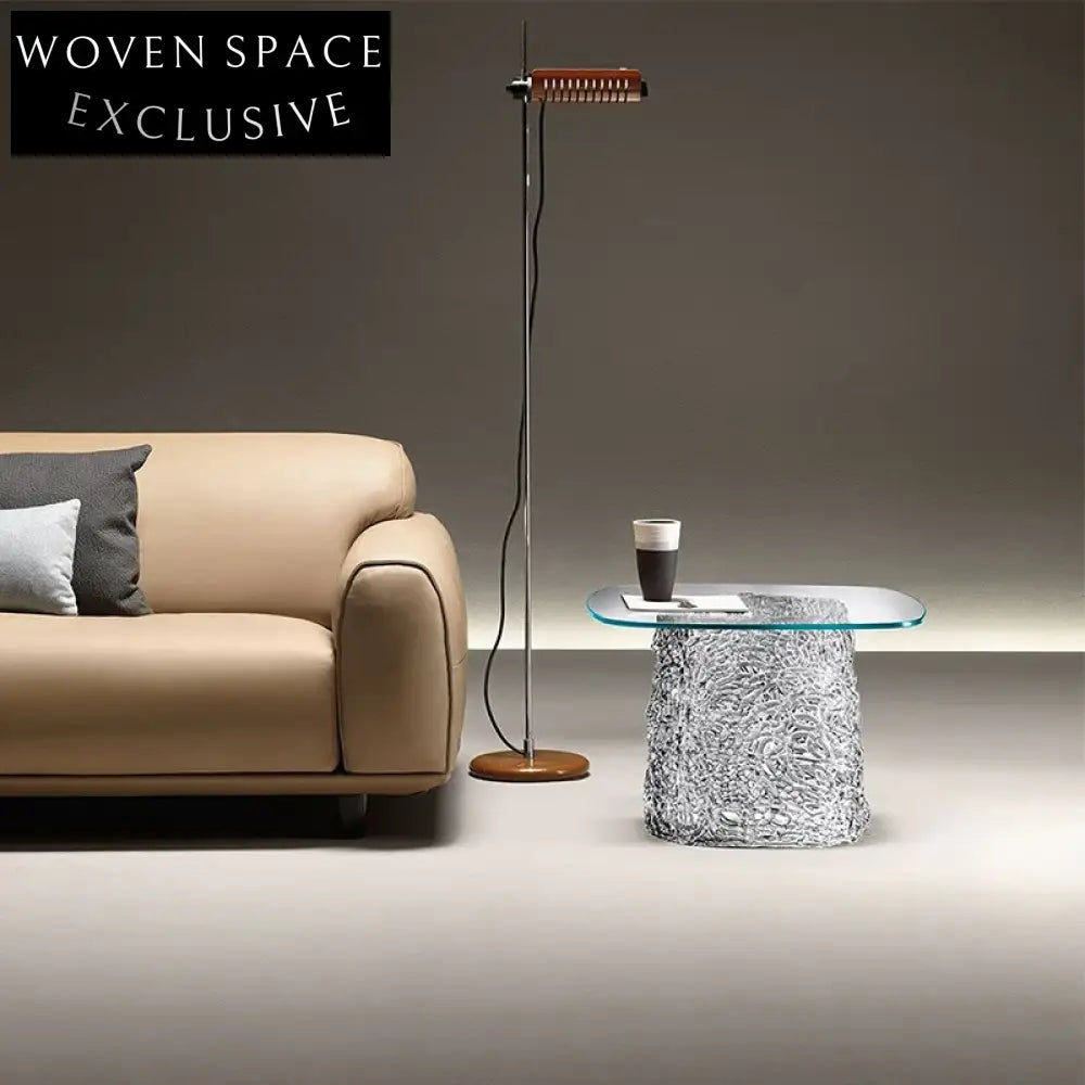 Elegant Nordic Glass Top Fiberglass Frame Modern Living Room Coffee Table