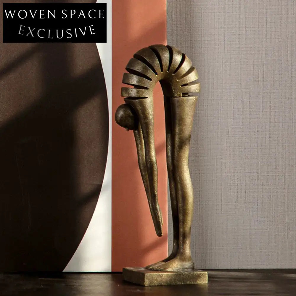 Elegant Nordic Gold Metal and Marble Geometric Table Decor Sculpture