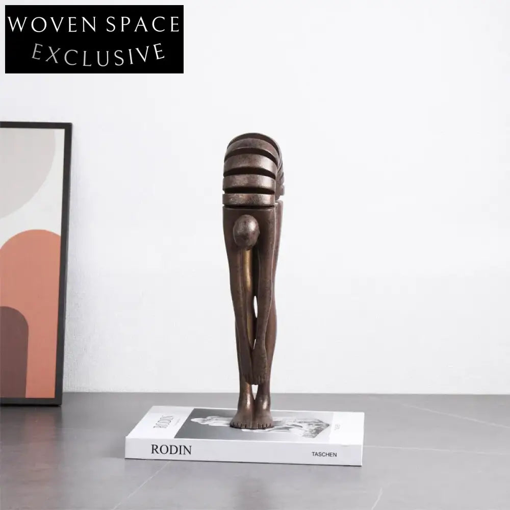 Elegant Nordic Gold Metal and Marble Geometric Table Decor Sculpture