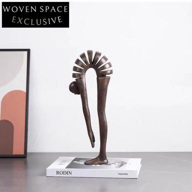 Elegant Nordic Gold Metal and Marble Geometric Table Decor Sculpture