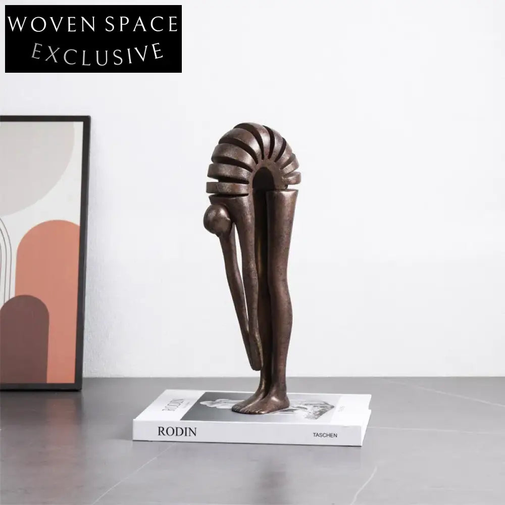 Elegant Nordic Gold Metal and Marble Geometric Table Decor Sculpture