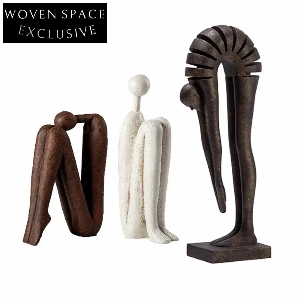 Elegant Nordic Gold Metal and Marble Geometric Table Decor Sculpture