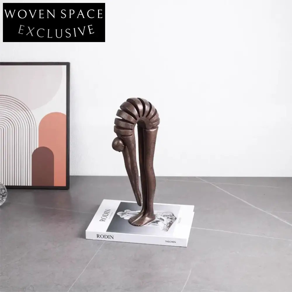 Elegant Nordic Gold Metal and Marble Geometric Table Decor Sculpture