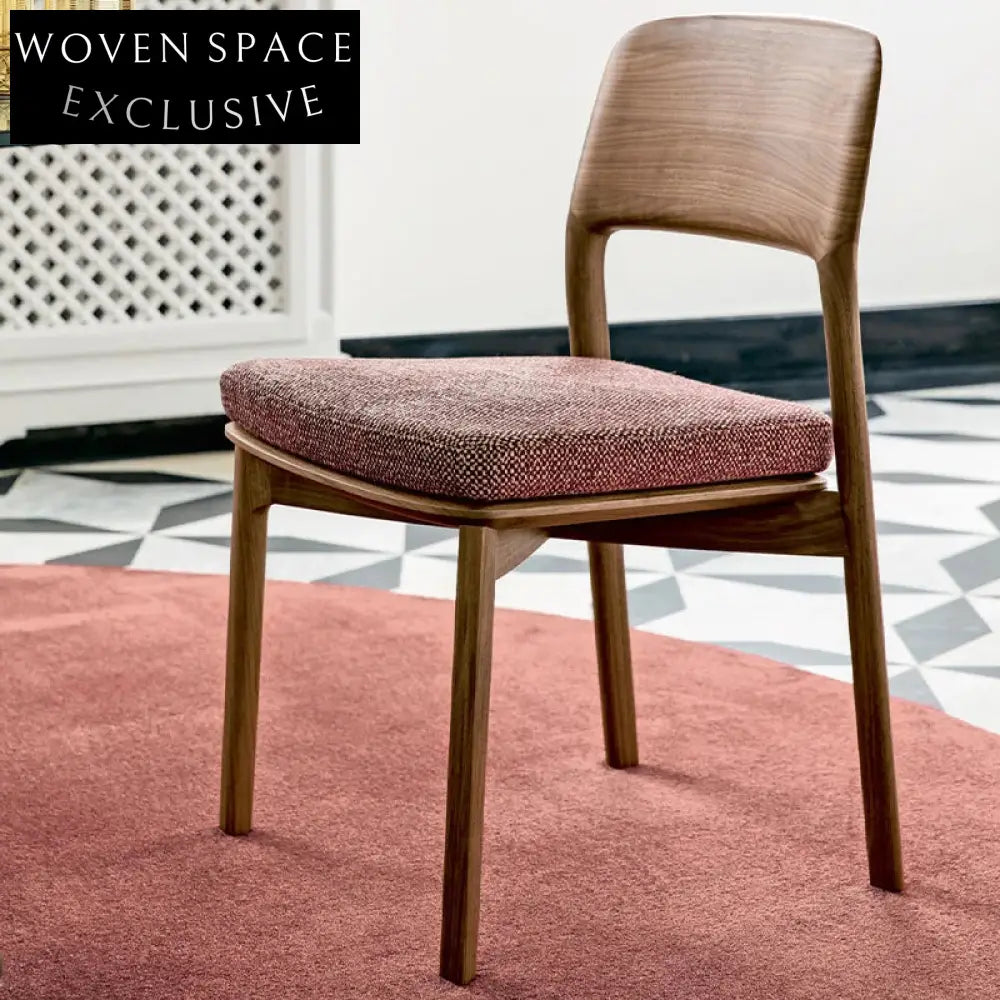 Elegant Nordic Linen Upholstered Dining Chair with Solid Wood Frame for Home