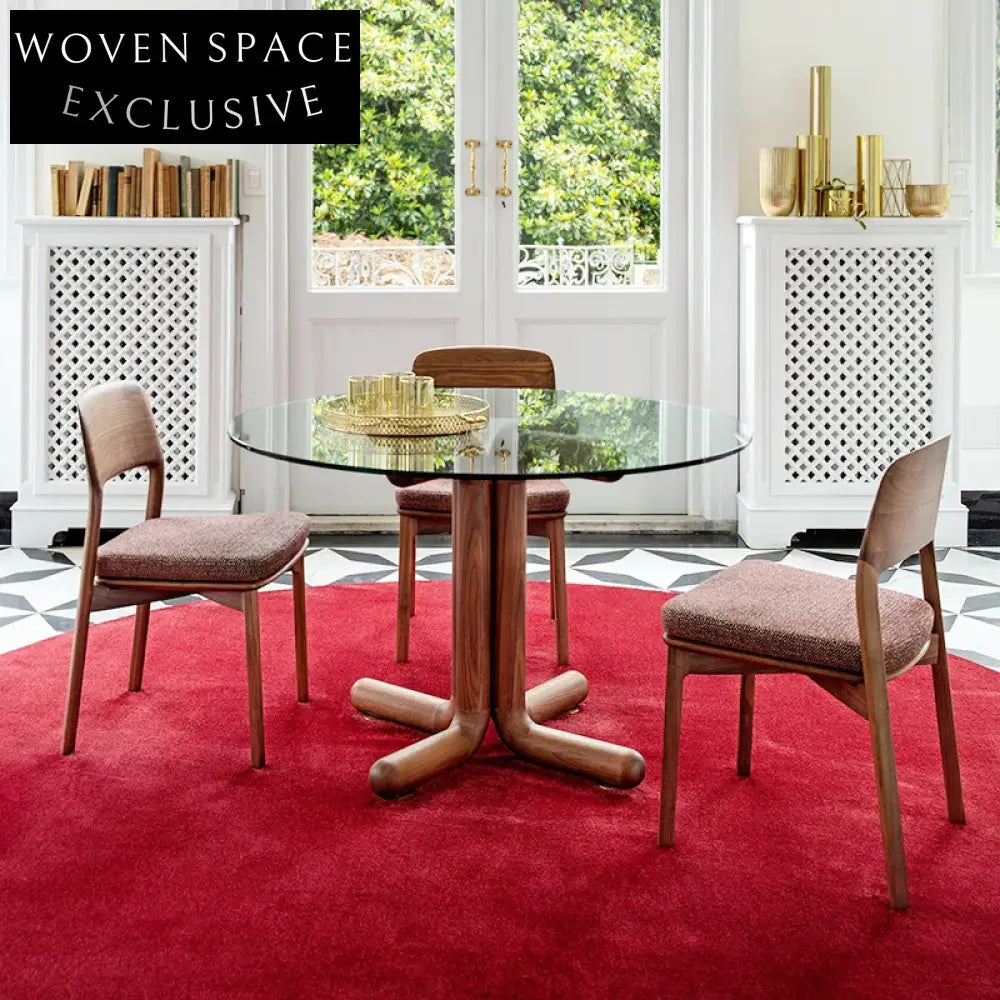 Elegant Nordic Linen Upholstered Dining Chair with Solid Wood Frame for Home