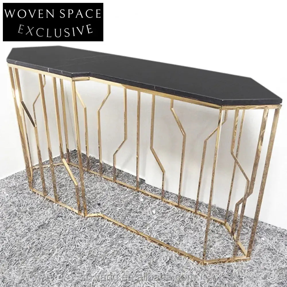 Elegant Nordic Luxury Marble Console Table with Gold Stainless Steel Base