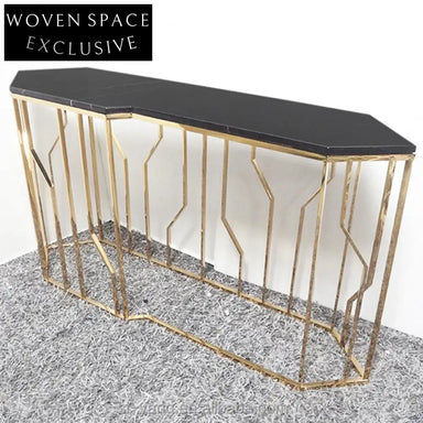 Elegant Nordic Luxury Marble Console Table with Gold Stainless Steel Base