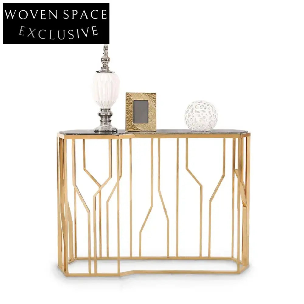 Elegant Nordic Luxury Marble Console Table with Gold Stainless Steel Base