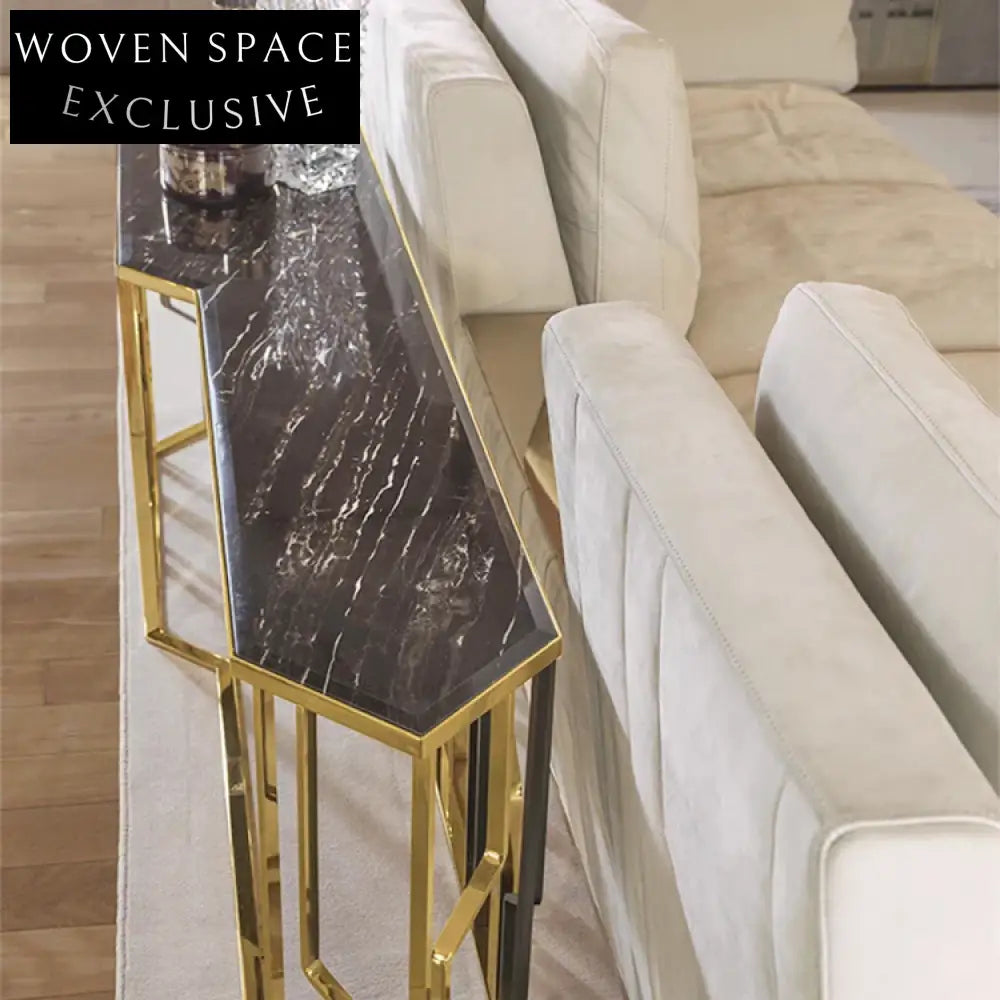 Elegant Nordic Luxury Marble Console Table with Gold Stainless Steel Base