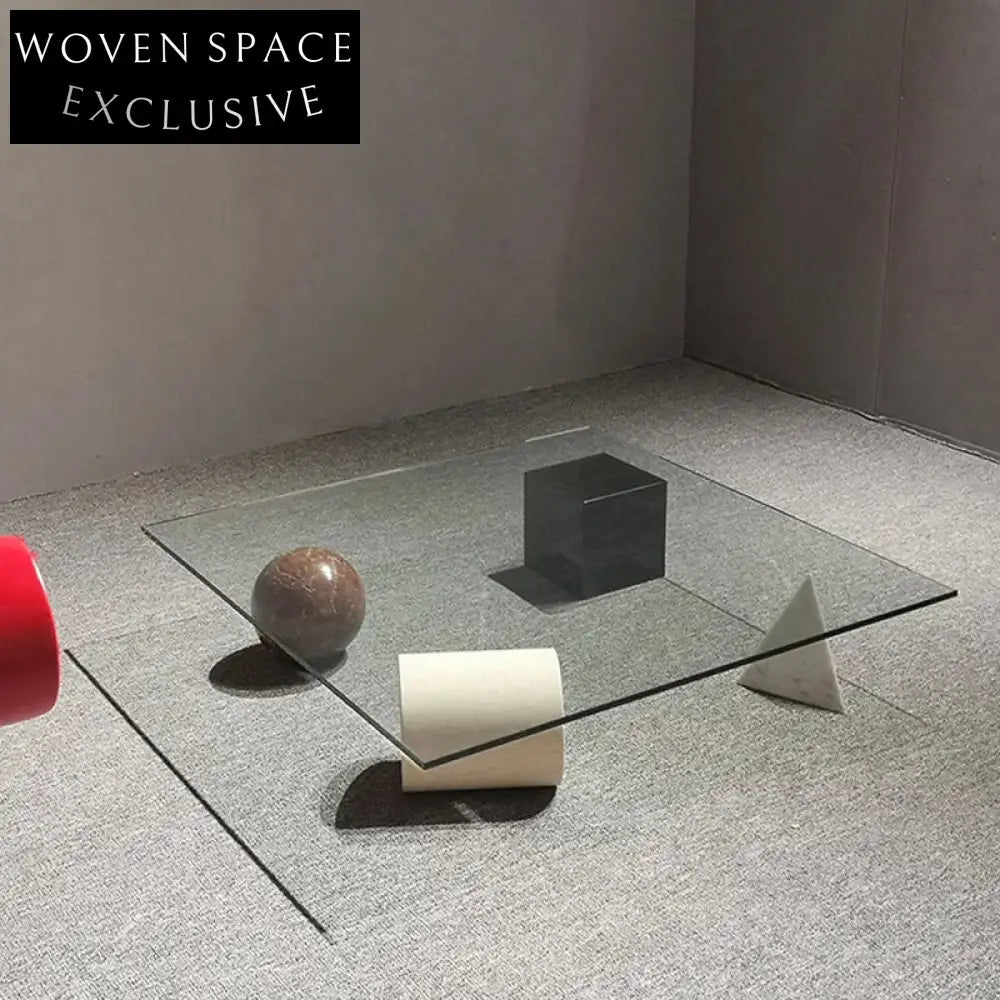 Elegant Nordic Marble & Glass Living Room Sofa Side Coffee Table