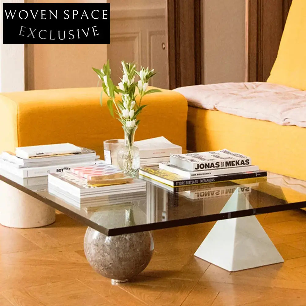 Elegant Nordic Marble & Glass Living Room Sofa Side Coffee Table