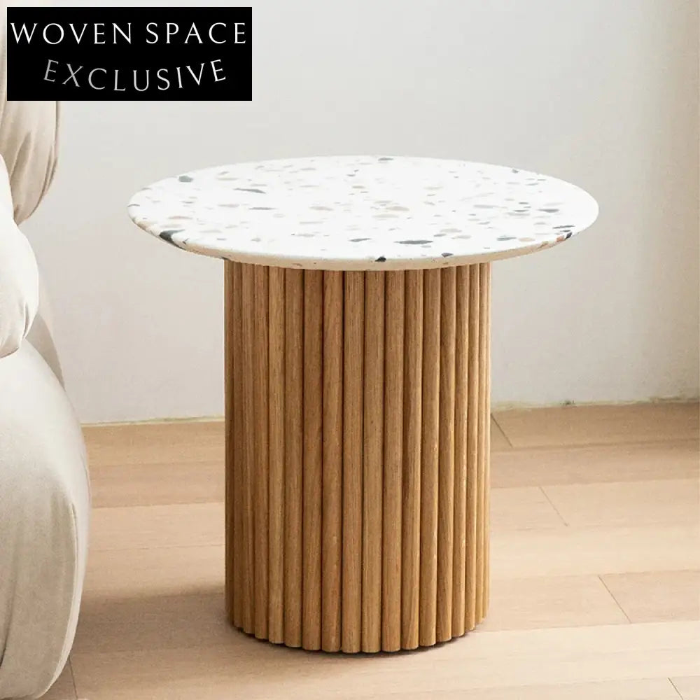 Elegant Nordic Marble Top Solid Wood Round Living Room Coffee Table