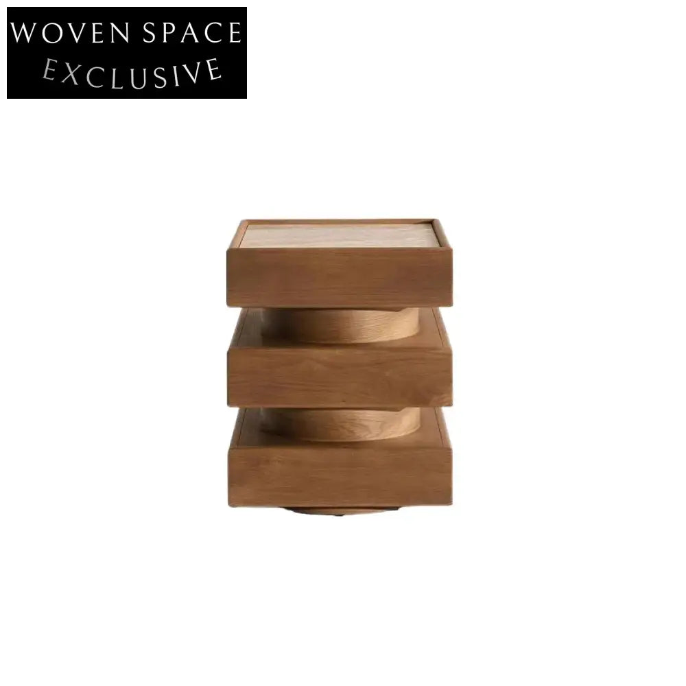 Elegant Nordic Marble Top Wood Side Cabinet Square Nightstand Coffee Table