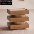 Elegant Nordic Marble Top Wood Side Cabinet Square Nightstand Coffee Table