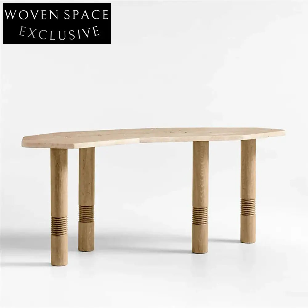 Elegant Nordic Minimalist Marble Travertine Irregular Hallway Entrance Console Table