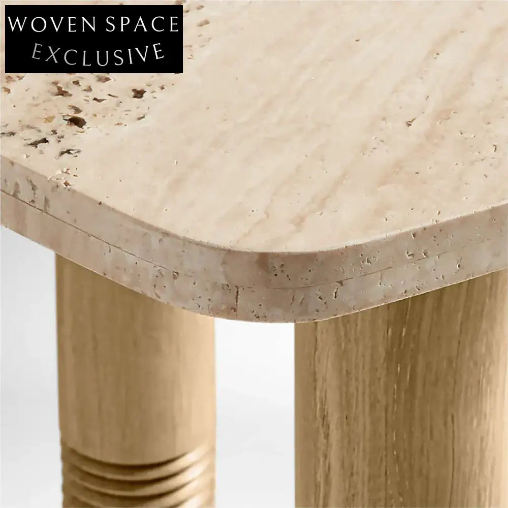 Elegant Nordic Minimalist Marble Travertine Irregular Hallway Entrance Console Table