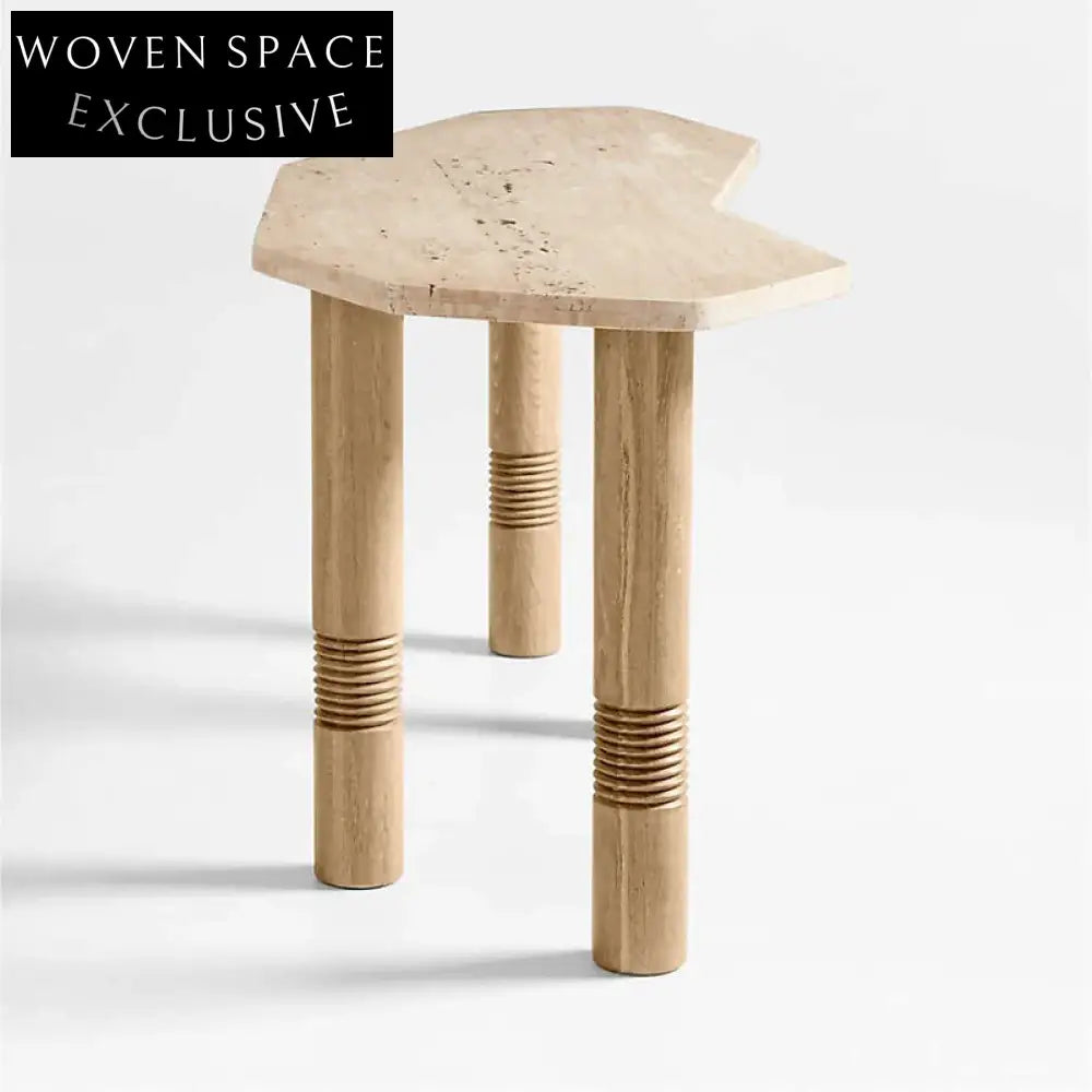 Elegant Nordic Minimalist Marble Travertine Irregular Hallway Entrance Console Table