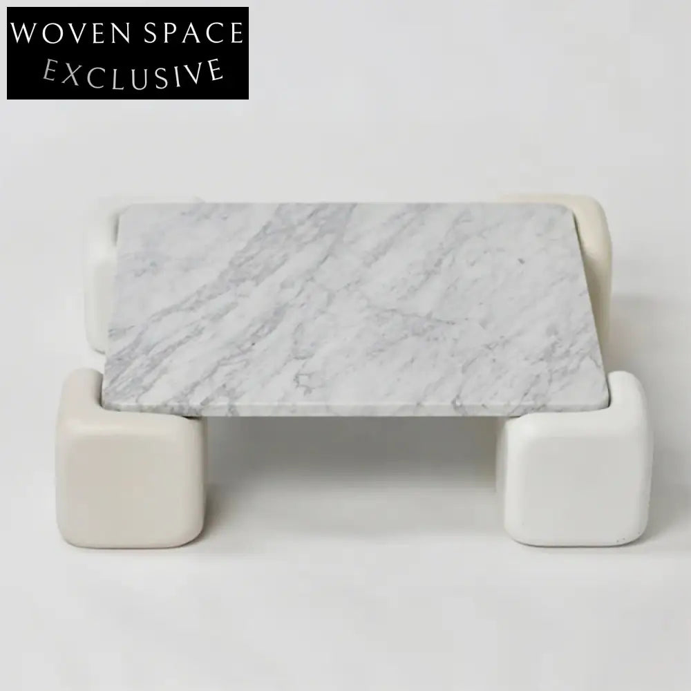 Elegant Nordic Minimalist Natural Marble Top Round Fiberglass Coffee Table for Living Room