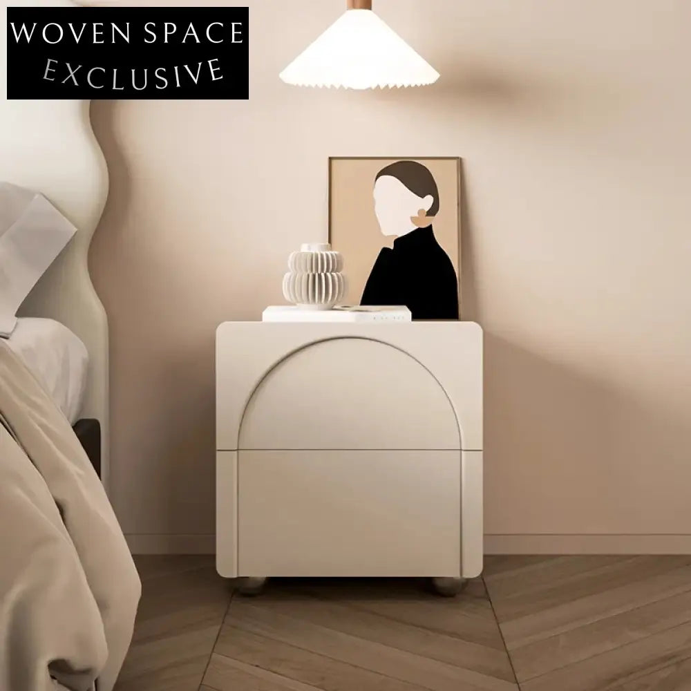 Elegant Nordic Minimalist Nightstand with Two Drawers for Bedroom Storage