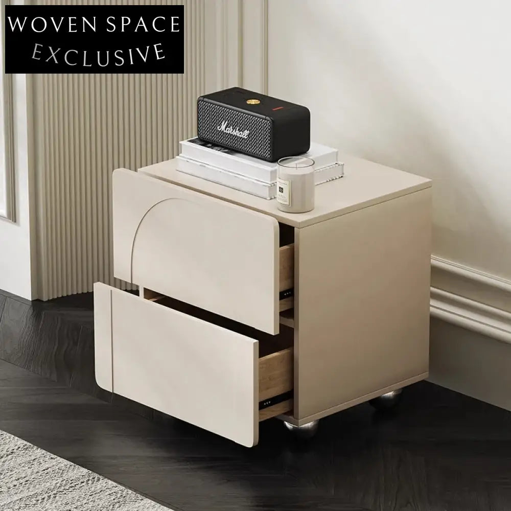 Elegant Nordic Minimalist Nightstand with Two Drawers for Bedroom Storage