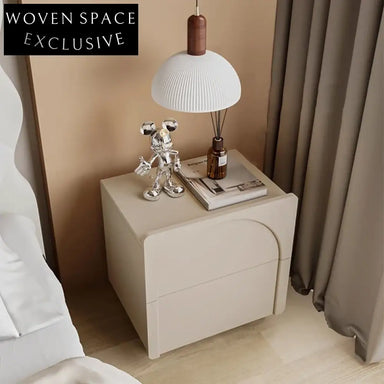 Elegant Nordic Minimalist Nightstand with Two Drawers for Bedroom Storage