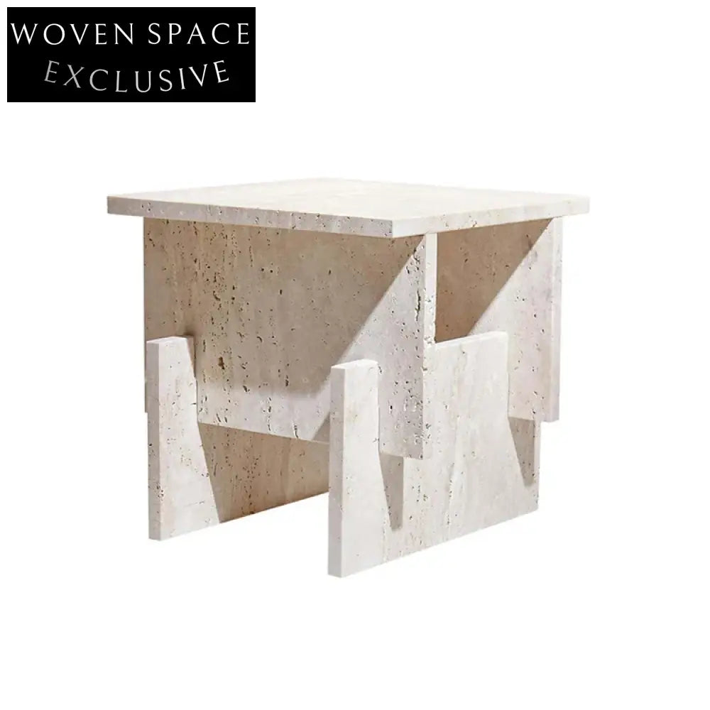 Elegant Nordic Modern Natural Travertine Square Coffee Table for Living Room