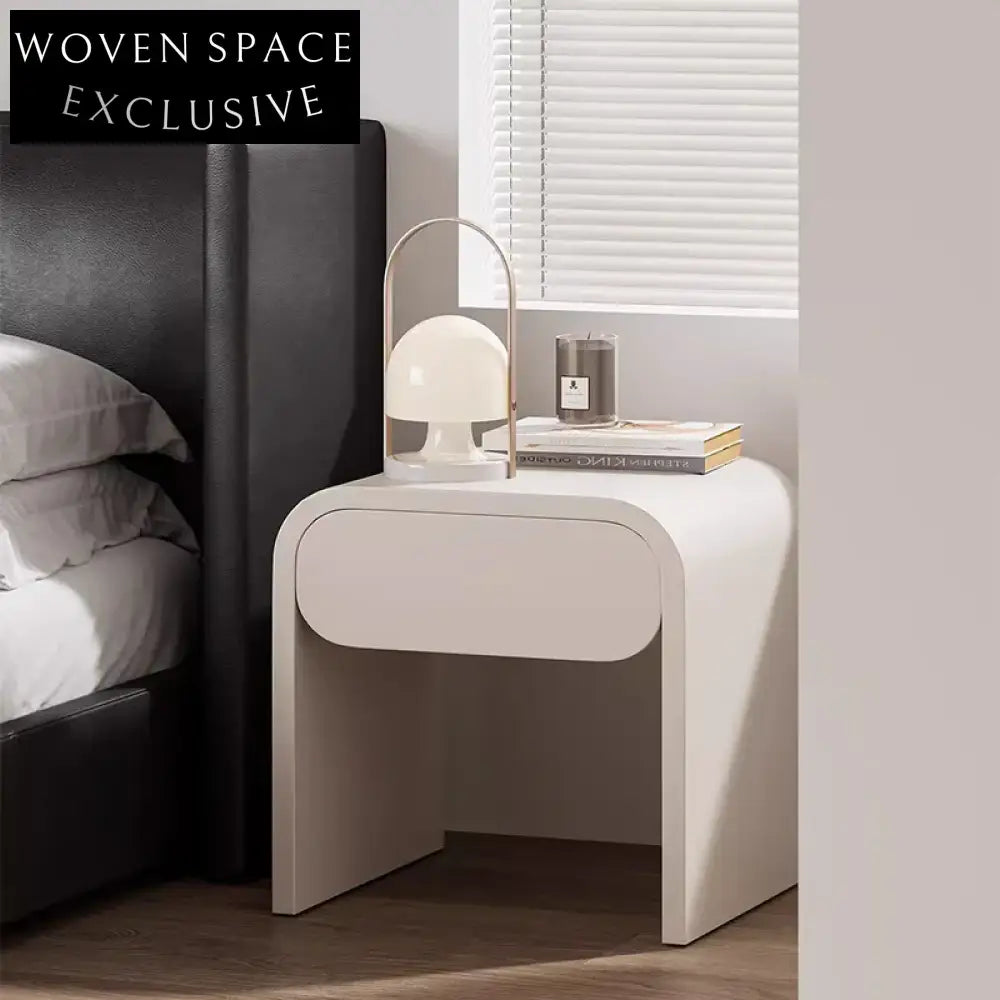 Elegant Nordic Modern Nightstand with Arched Design and Wood Drawer