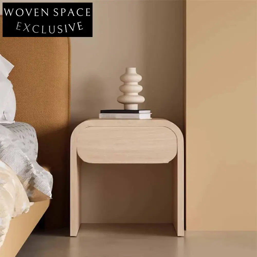 Elegant Nordic Modern Nightstand with Arched Design and Wood Drawer