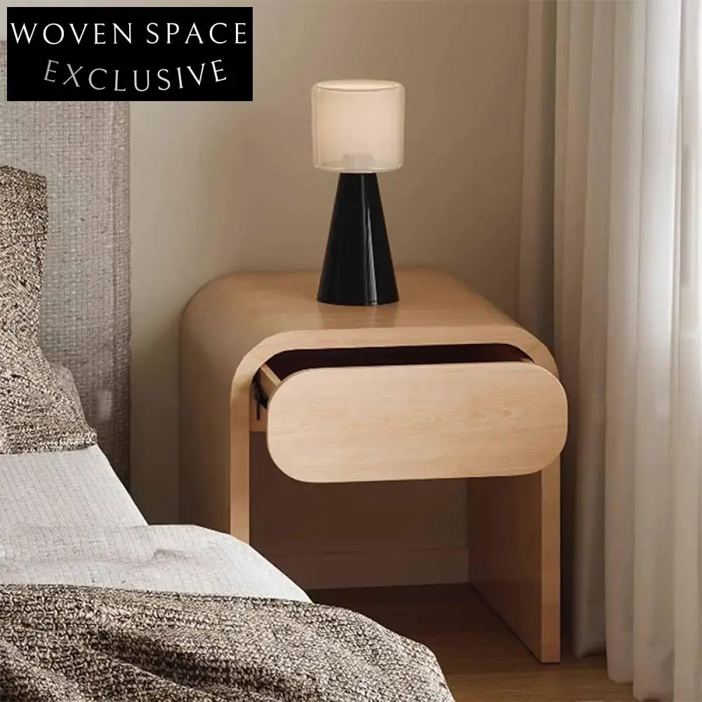 Elegant Nordic Modern Nightstand with Arched Design and Wood Drawer