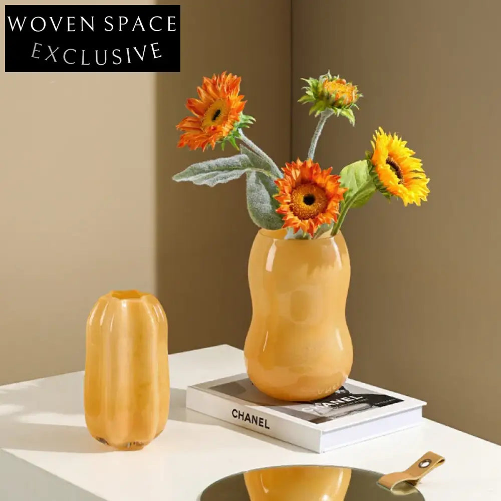 Elegant Nordic Modern Round Clear Glass Decorative Flower Vase for Home
