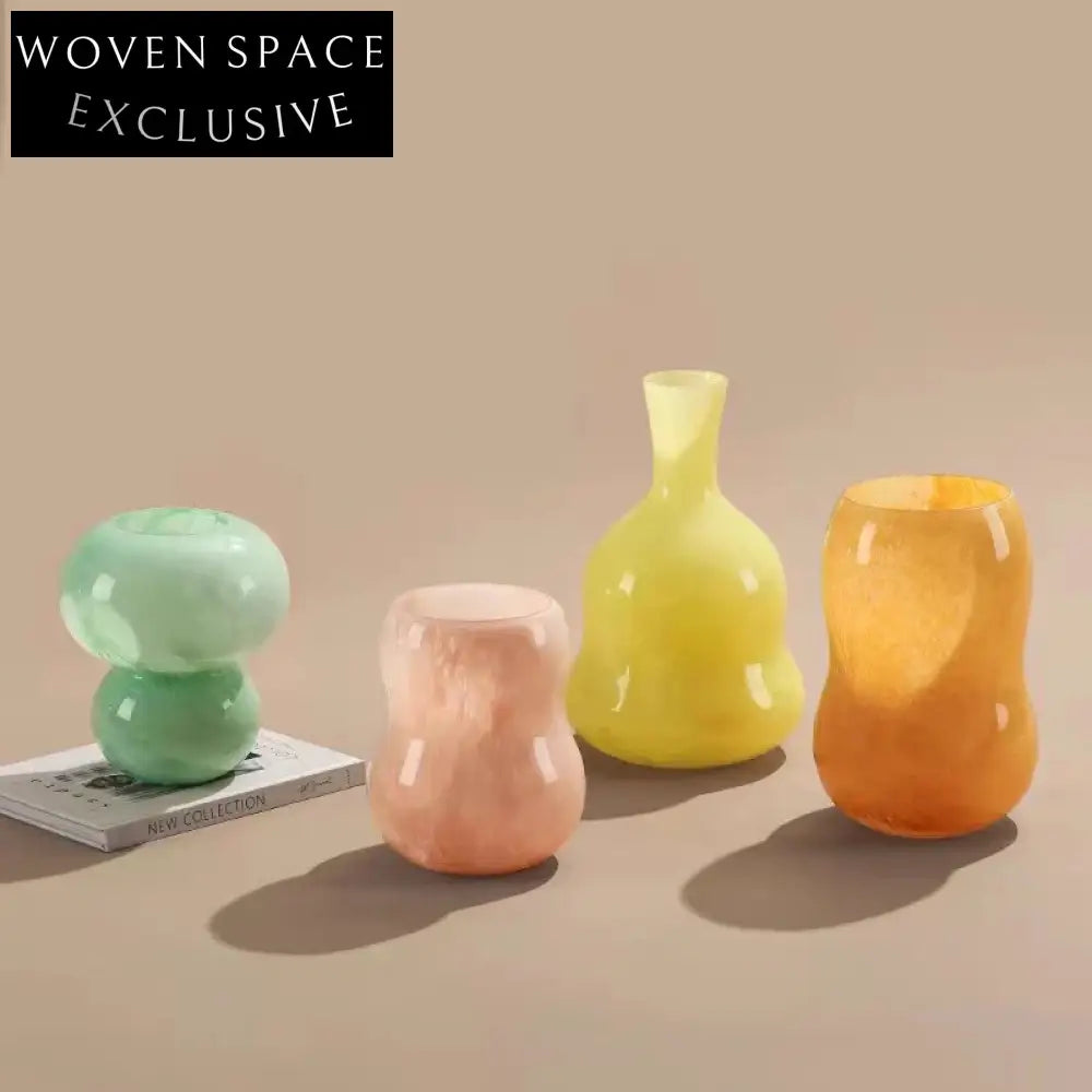 Elegant Nordic Modern Round Clear Glass Decorative Flower Vase for Home
