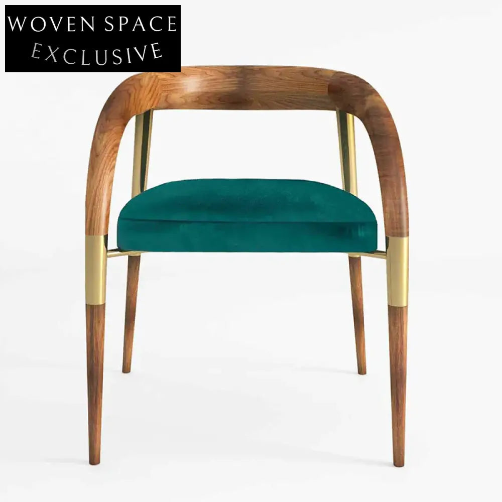 Elegant Nordic Modern Solid Wood Dining Chair with Metal Accents
