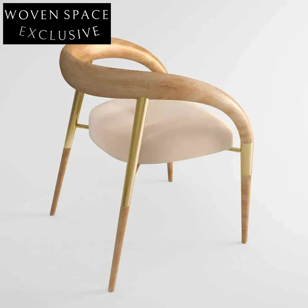 Elegant Nordic Modern Solid Wood Dining Chair with Metal Accents