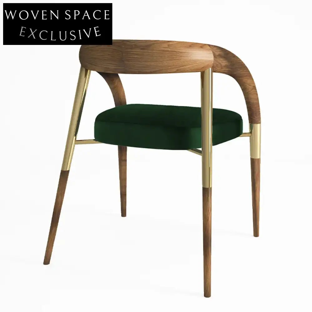 Elegant Nordic Modern Solid Wood Dining Chair with Metal Accents