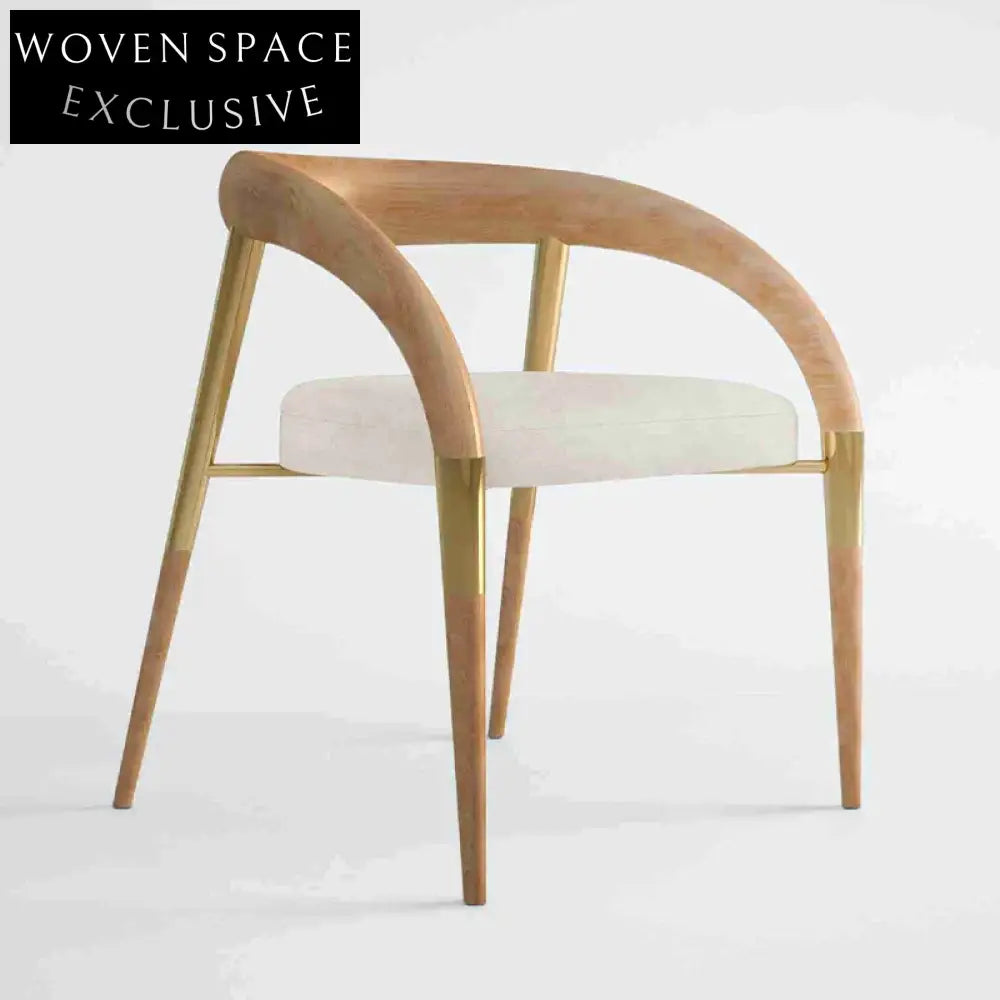 Elegant Nordic Modern Solid Wood Dining Chair with Metal Accents