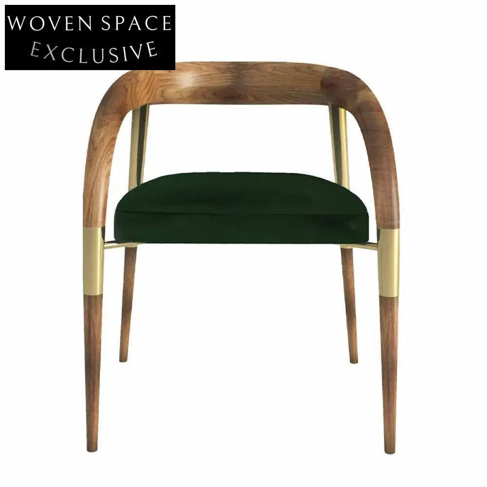 Elegant Nordic Modern Solid Wood Dining Chair with Metal Accents