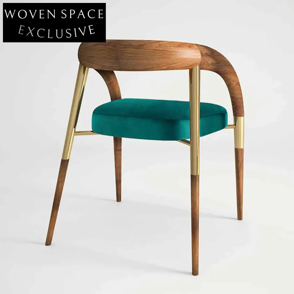 Elegant Nordic Modern Solid Wood Dining Chair with Metal Accents
