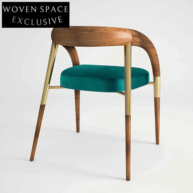 Elegant Nordic Modern Solid Wood Dining Chair with Metal Accents